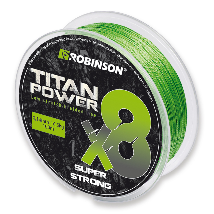 Pletená šnúra Robinson Titan Power X8, 0,12mm (100m)